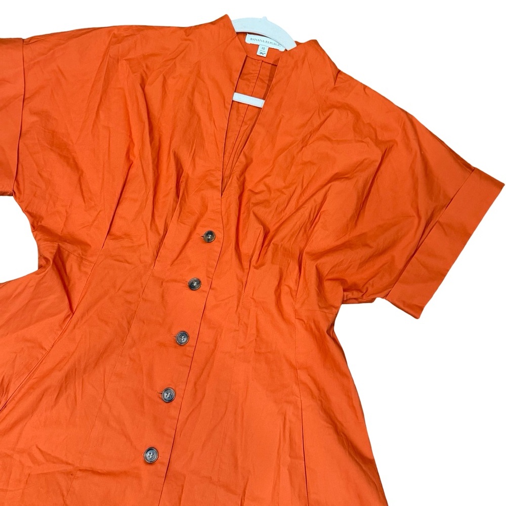 Banana‎ Republic Cotton Poplin Shirt Dress Sunset Orange Size 10 Petite - Picture 11 of 16